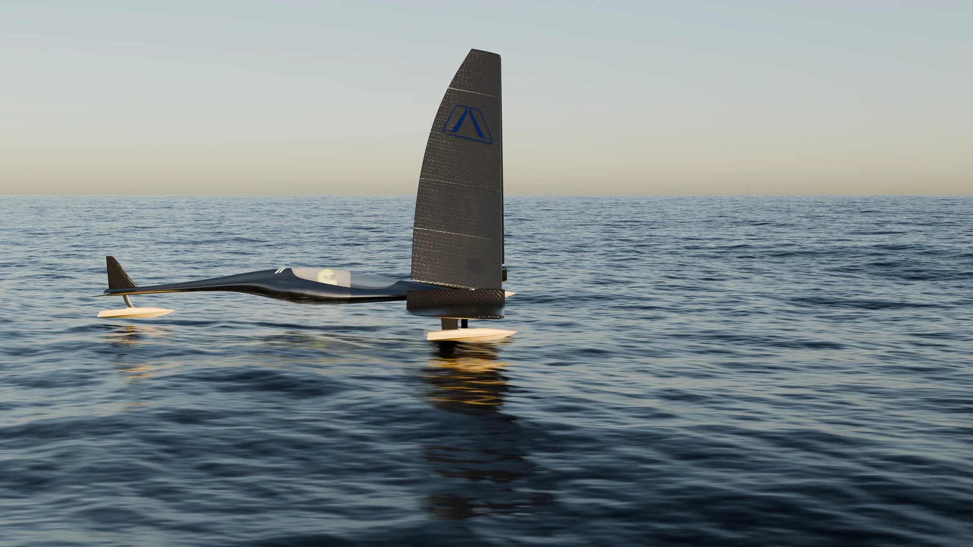 Le bateau vu de profil à l’horizon